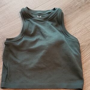Pro Fit Seamless | Army Green Ribbed Crop Top